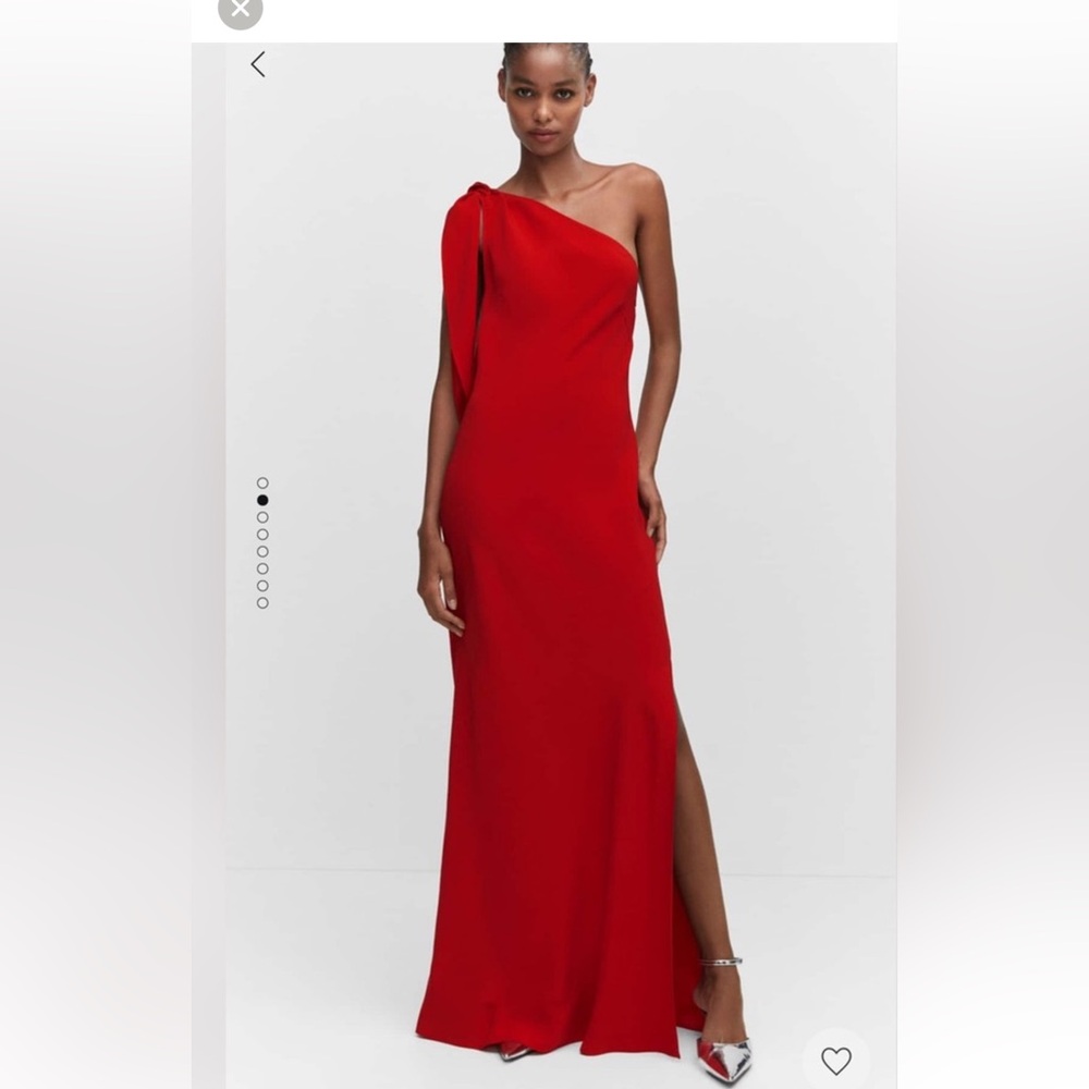 Mango one shoulder gown, red
